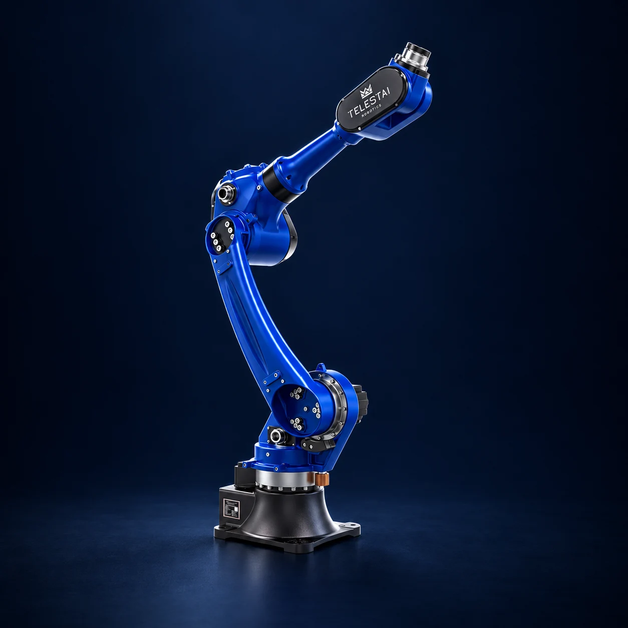 Representação azul do robô industrial BRTIRUS1820A